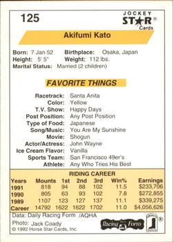 1992 Jockey Star #125 Akifumi Kato Back